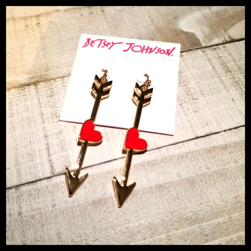 Betsey Johnson Heart Arrow Drop Earrings